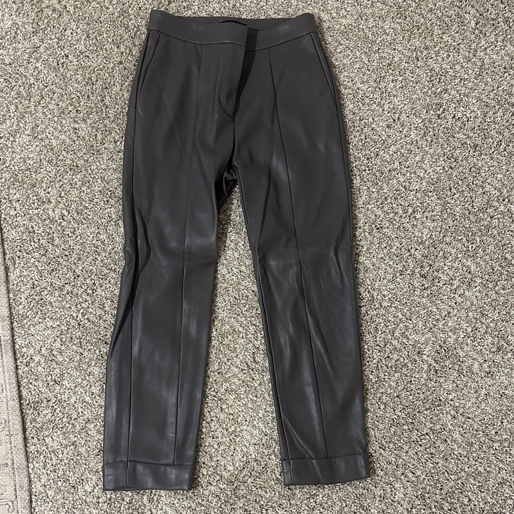 Ann Taylor Taupe Leather Trousers